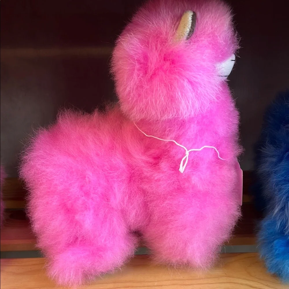 036. 100% alpaca fur Pink Fluffy Alpaca Plush Toy    pink - Picture 2 of 2
